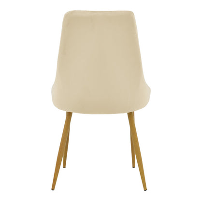 Chair Azori velvet beige fabric with natural color metal leg 49x55x85cm