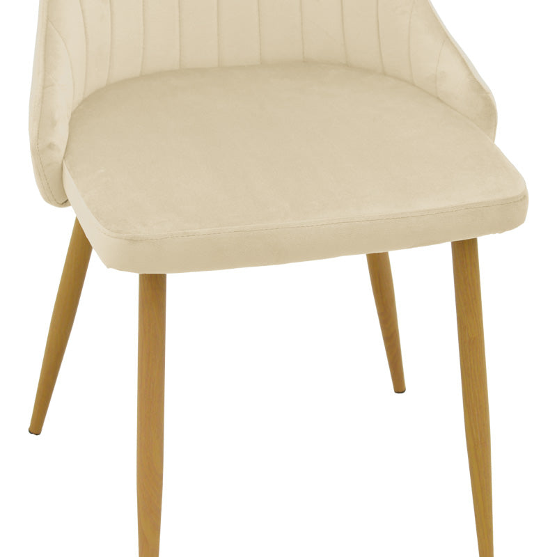 Chair Azori velvet beige fabric with natural color metal leg 49x55x85cm