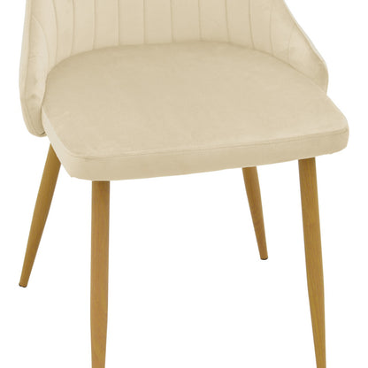 Chair Azori velvet beige fabric with natural color metal leg 49x55x85cm