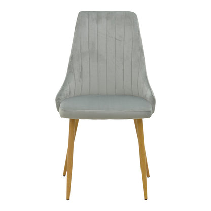 Chair Azori velvet grey fabric with natural color metal leg 49x55x85cm