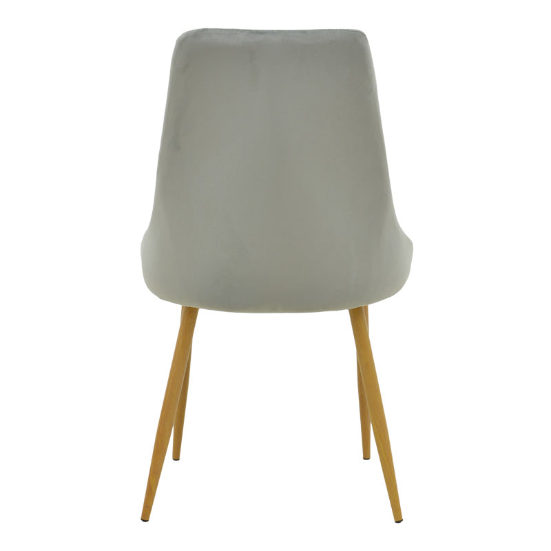 Chair Azori velvet grey fabric with natural color metal leg 49x55x85cm