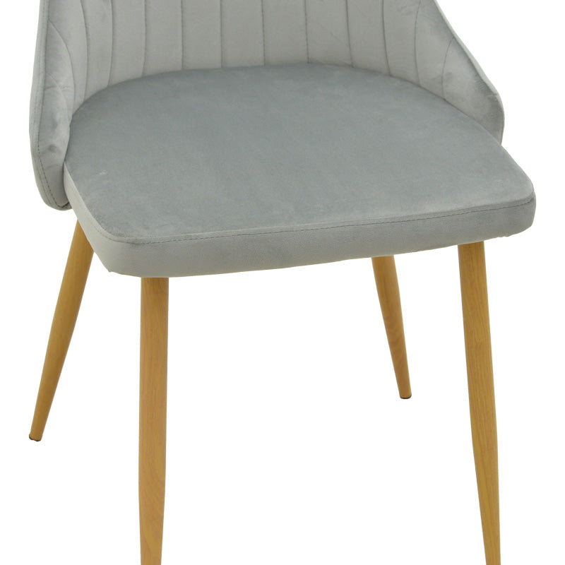 Chair Azori velvet grey fabric with natural color metal leg 49x55x85cm
