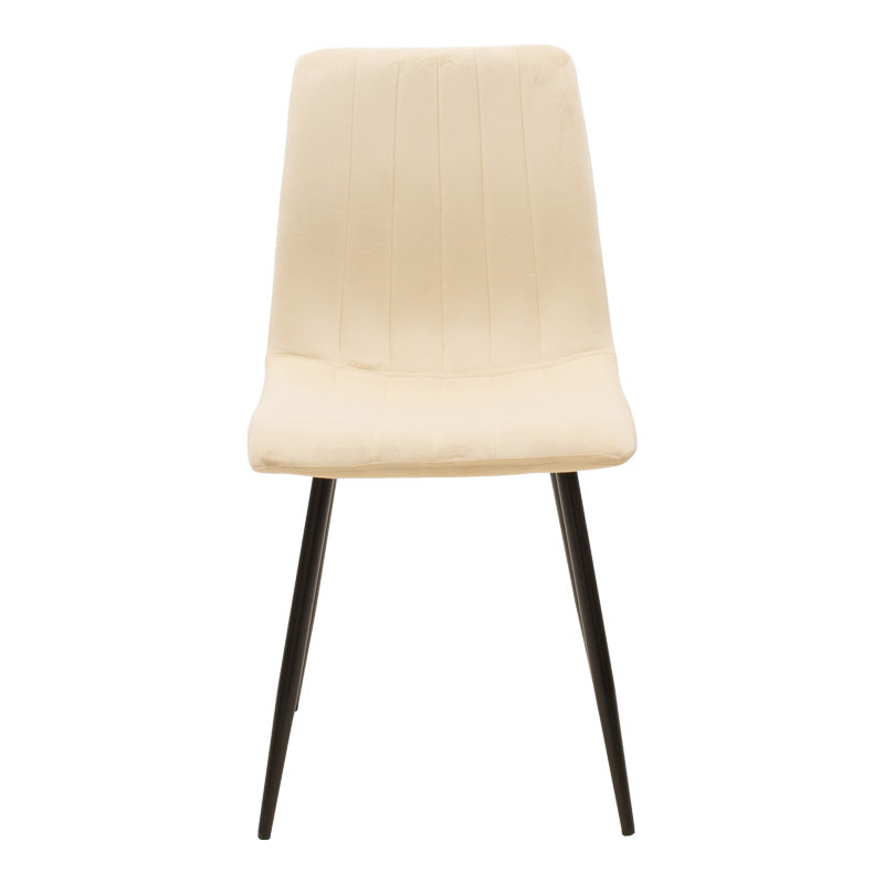 Chair Noor velvet beige fabric with black color metal leg 44x53x86cm