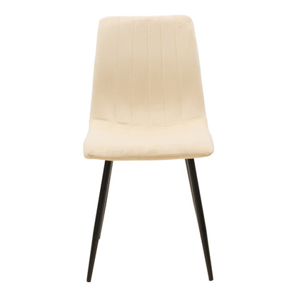 Chair Noor velvet beige fabric with black color metal leg 44x53x86cm