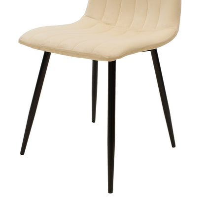 Chair Noor velvet beige fabric with black color metal leg 44x53x86cm
