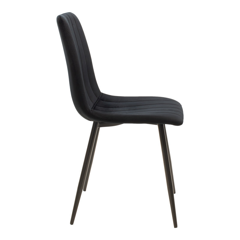 Chair Noor velvet black fabric with black color metal leg 44x53x86cm