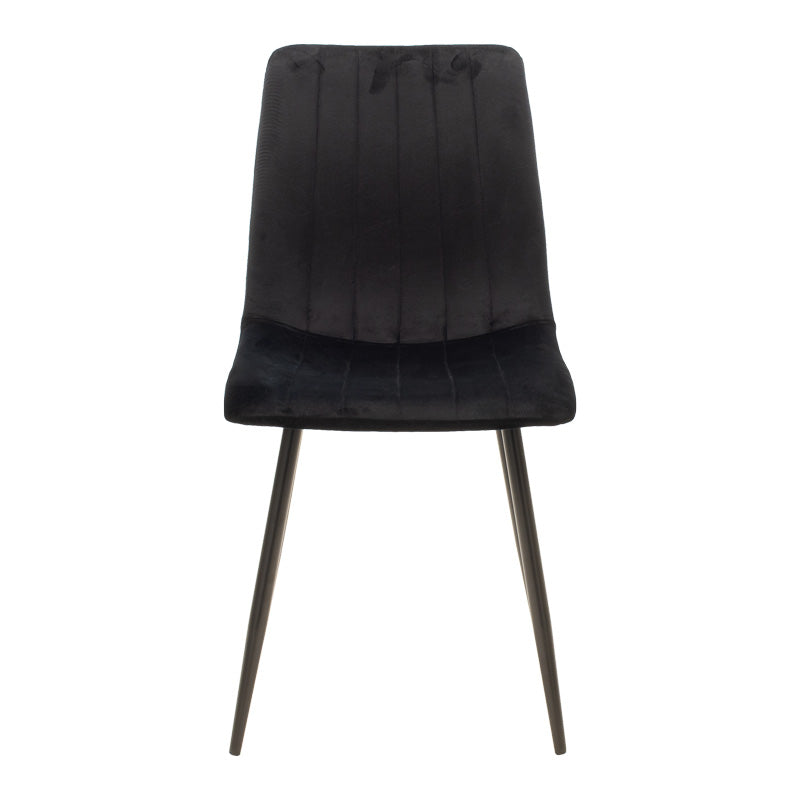 Chair Noor velvet black fabric with black color metal leg 44x53x86cm