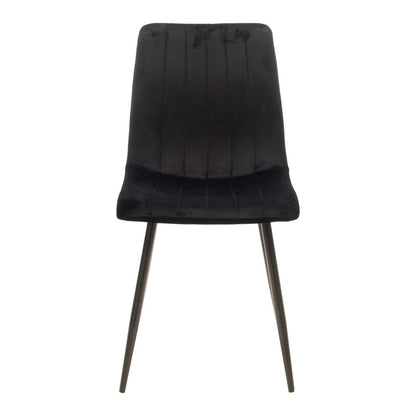 Chair Noor velvet black fabric with black color metal leg 44x53x86cm
