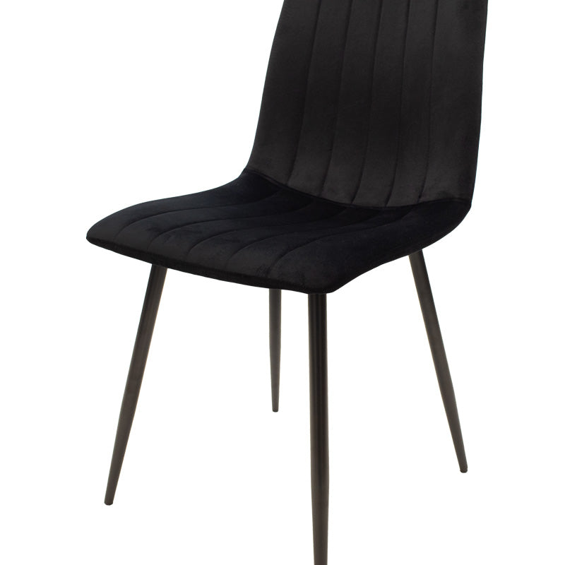 Chair Noor velvet black fabric with black color metal leg 44x53x86cm