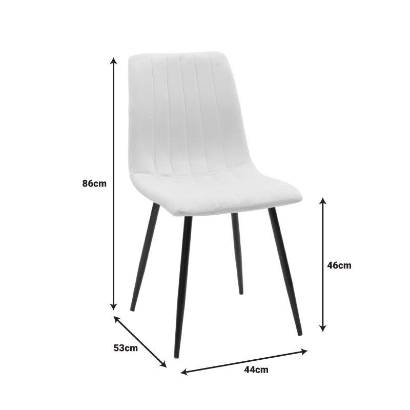 Chair Noor velvet black fabric with black color metal leg 44x53x86cm