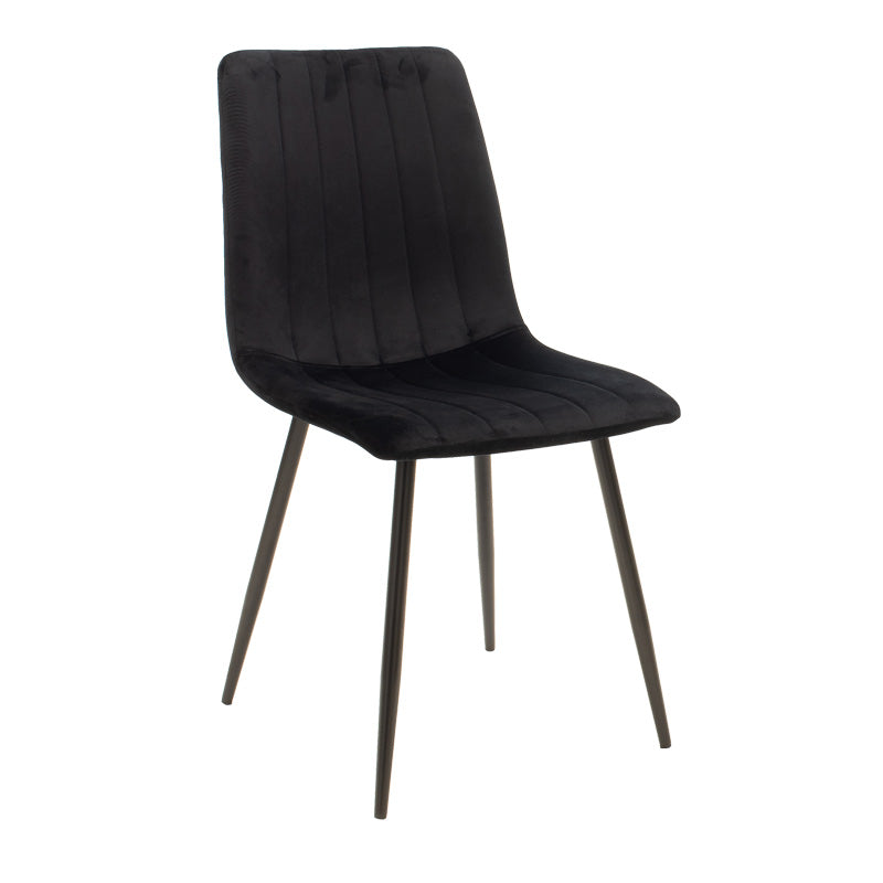 Chair Noor velvet black fabric with black color metal leg 44x53x86cm