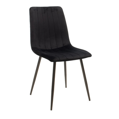Chair Noor velvet black fabric with black color metal leg 44x53x86cm