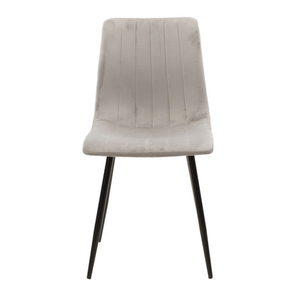Chair Noor velvet grey fabric with black color metal leg 44x53x86cm