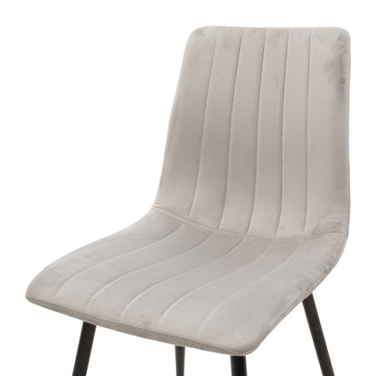 Chair Noor velvet grey fabric with black color metal leg 44x53x86cm