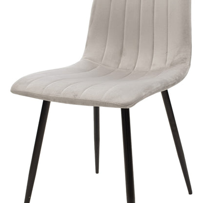 Chair Noor velvet grey fabric with black color metal leg 44x53x86cm