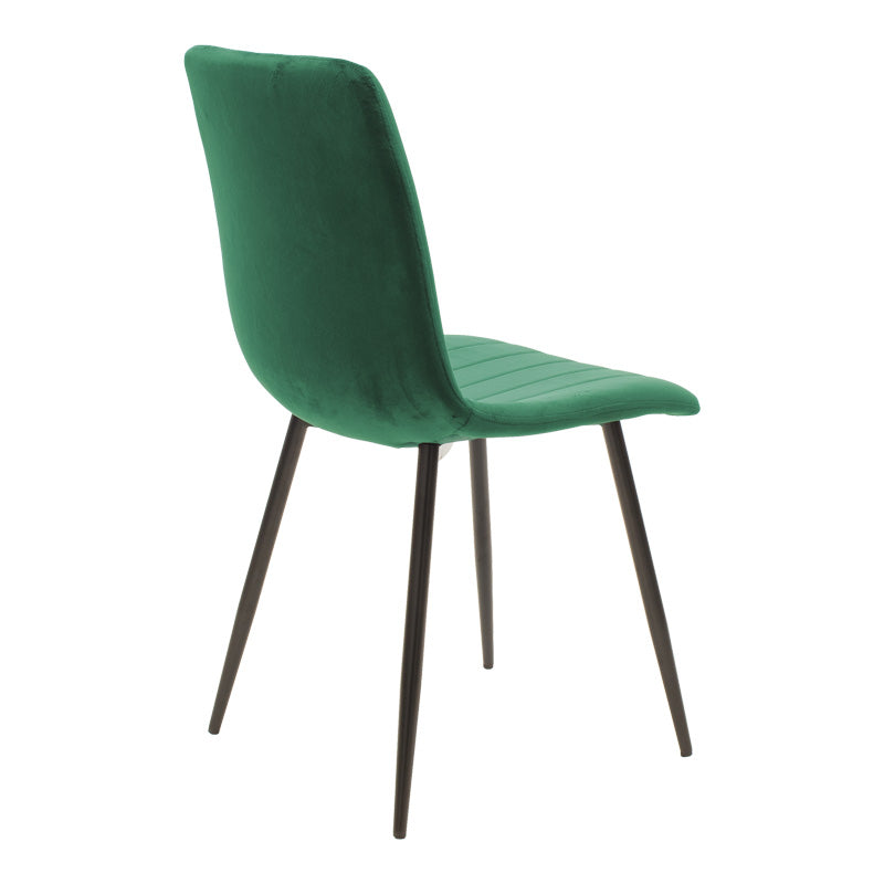 Chair Noor velvet green fabric with black color metal leg 44x53x86cm