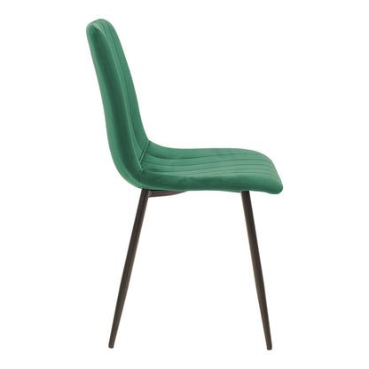 Chair Noor velvet green fabric with black color metal leg 44x53x86cm