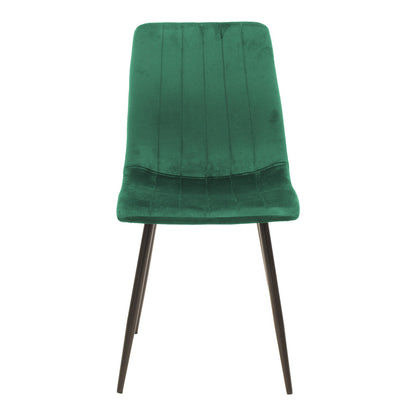 Chair Noor velvet green fabric with black color metal leg 44x53x86cm