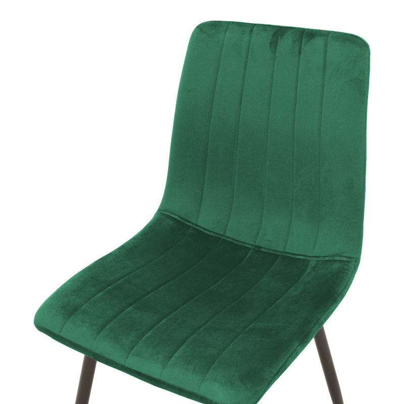 Chair Noor velvet green fabric with black color metal leg 44x53x86cm