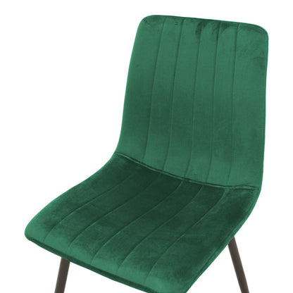 Chair Noor velvet green fabric with black color metal leg 44x53x86cm