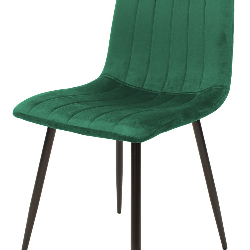 Chair Noor velvet green fabric with black color metal leg 44x53x86cm