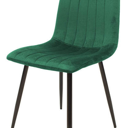 Chair Noor velvet green fabric with black color metal leg 44x53x86cm