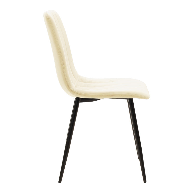 Chair Noor beige fabric with black color metal leg 44x53x86cm