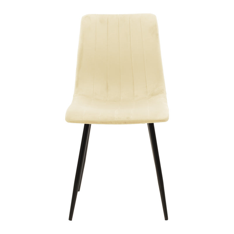 Chair Noor beige fabric with black color metal leg 44x53x86cm