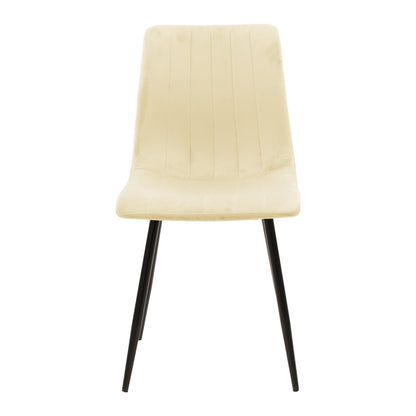 Chair Noor beige fabric with black color metal leg 44x53x86cm