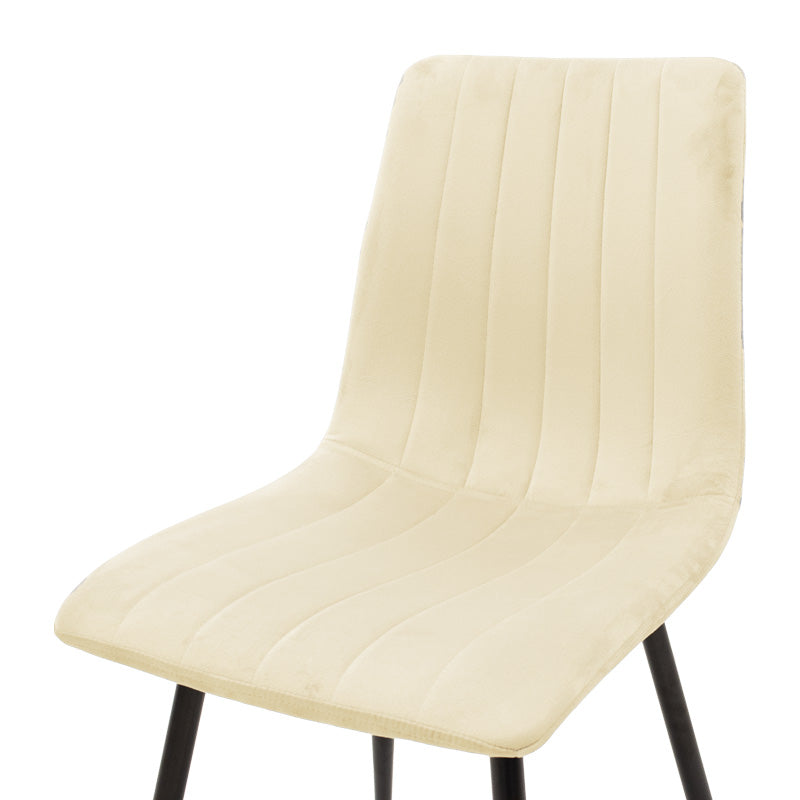 Chair Noor beige fabric with black color metal leg 44x53x86cm