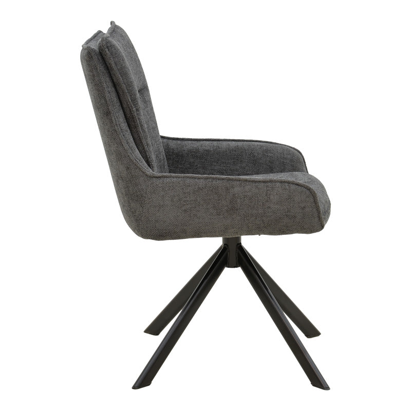 Armchair Konelian dark grey farbric with black color metal leg 54x63x88cm
