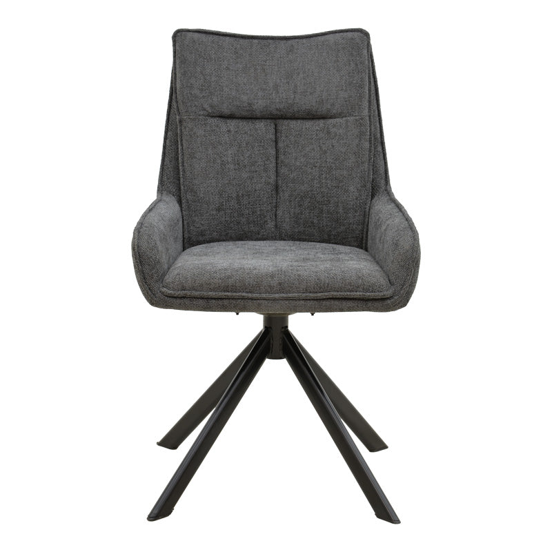 Armchair Konelian dark grey farbric with black color metal leg 54x63x88cm