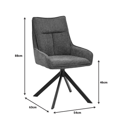 Armchair Konelian dark grey farbric with black color metal leg 54x63x88cm