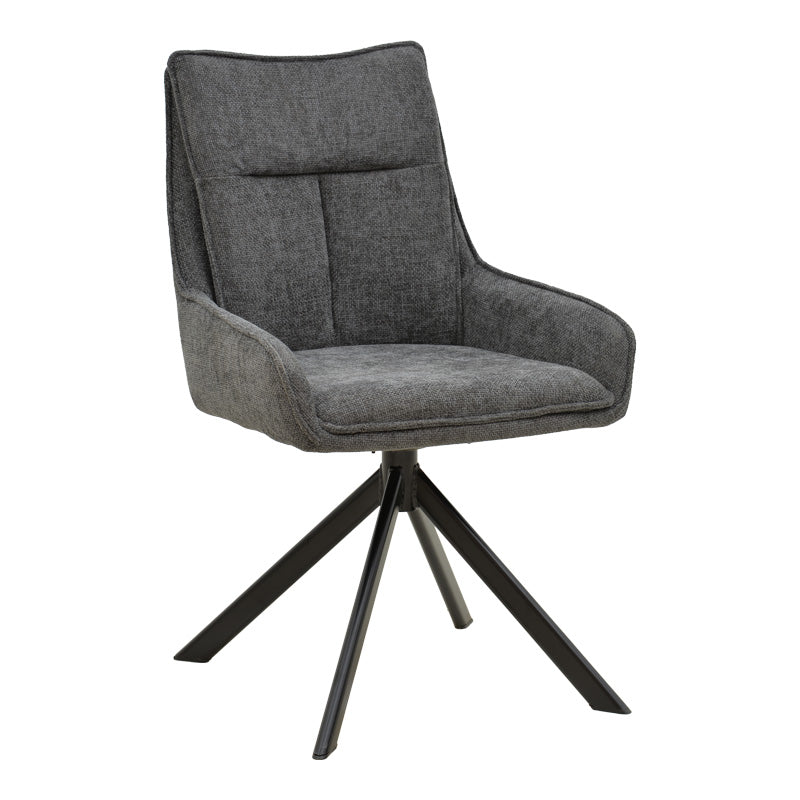 Armchair Konelian dark grey farbric with black color metal leg 54x63x88cm