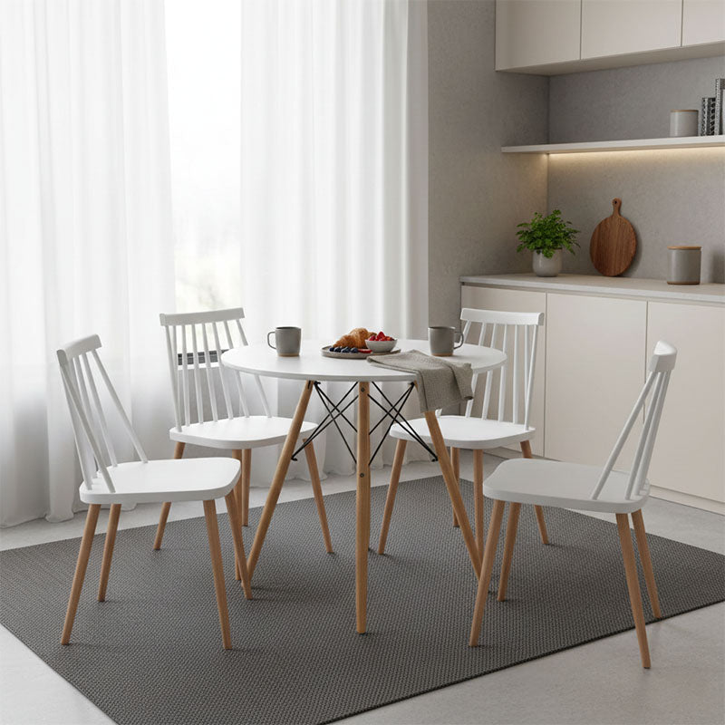 Dining table Julita MDF top white-natural color legs D80x73cm