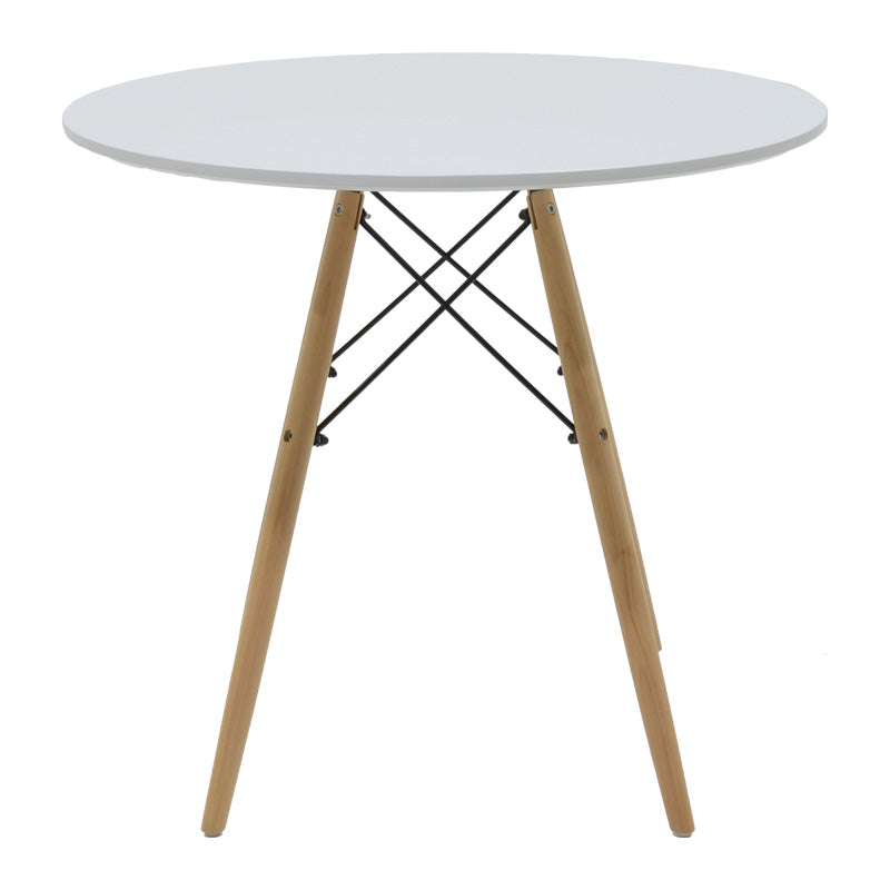 Dining table Julita MDF top white-natural color legs D80x73cm