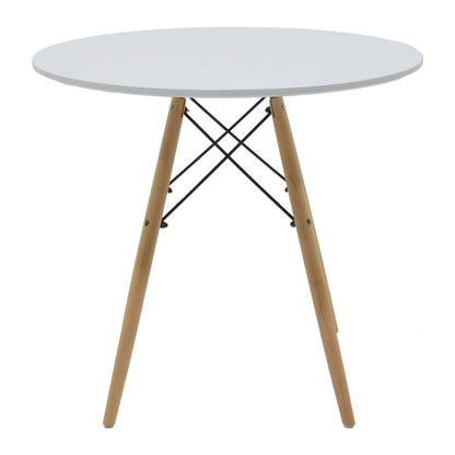 Dining table Julita MDF top white-natural color legs D80x73cm