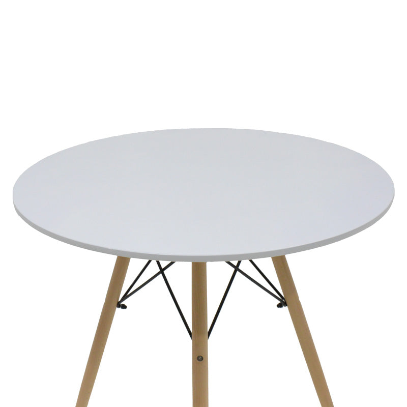 Dining table Julita MDF top white-natural color legs D80x73cm