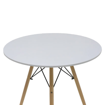 Dining table Julita MDF top white-natural color legs D80x73cm