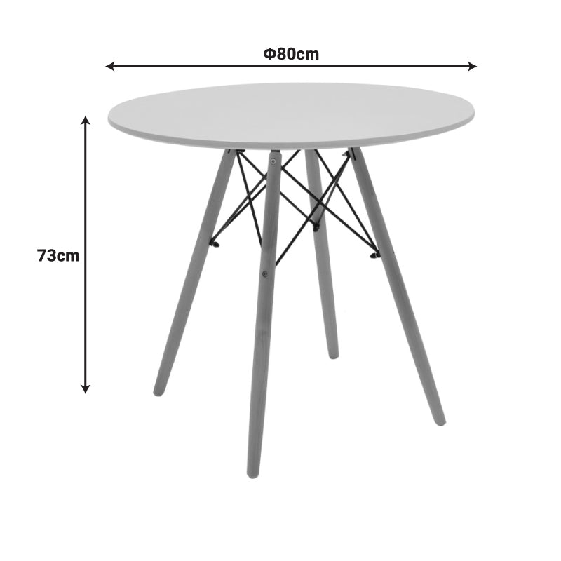 Dining table Julita MDF top white-natural color legs D80x73cm