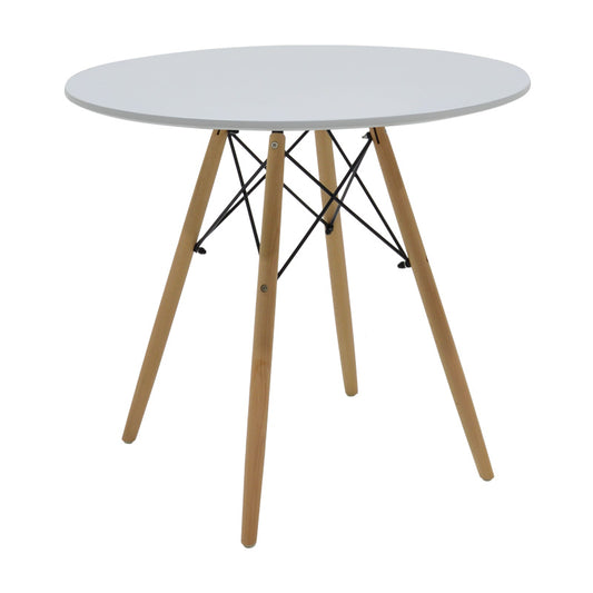 Dining table Julita MDF top white-natural color legs D80x73cm