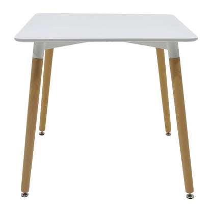 Dining table Natali MDF top white-natural color legs 80x80x76cm