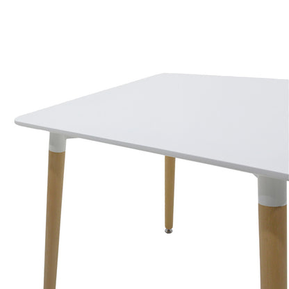 Dining table Natali MDF top white-natural color legs 80x80x76cm