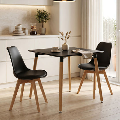 Dining table Natali MDF top black-natural legs 80x80x76cm