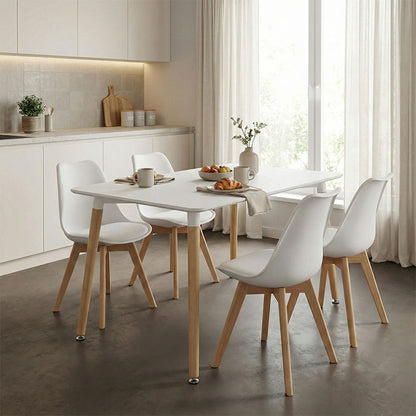 Dining table Natali MDF top white-natural color legs 120x80x76cm