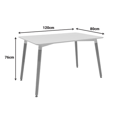 Dining table Natali MDF top white-natural color legs 120x80x76cm