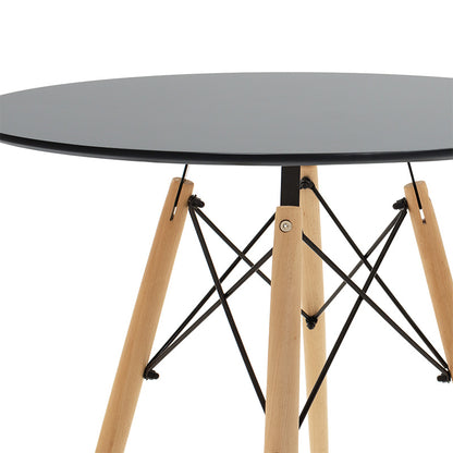 Julita table black mdf and natural beech wood D60x73cm