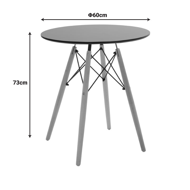 Julita table black mdf and natural beech wood D60x73cm