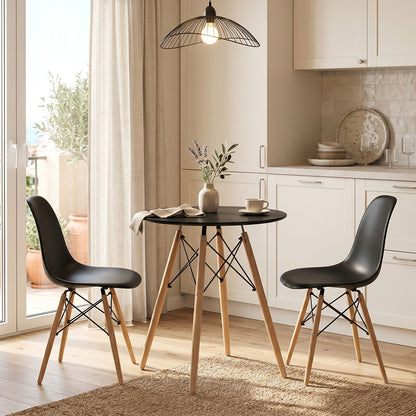Julita table black mdf and natural beech wood D60x73cm