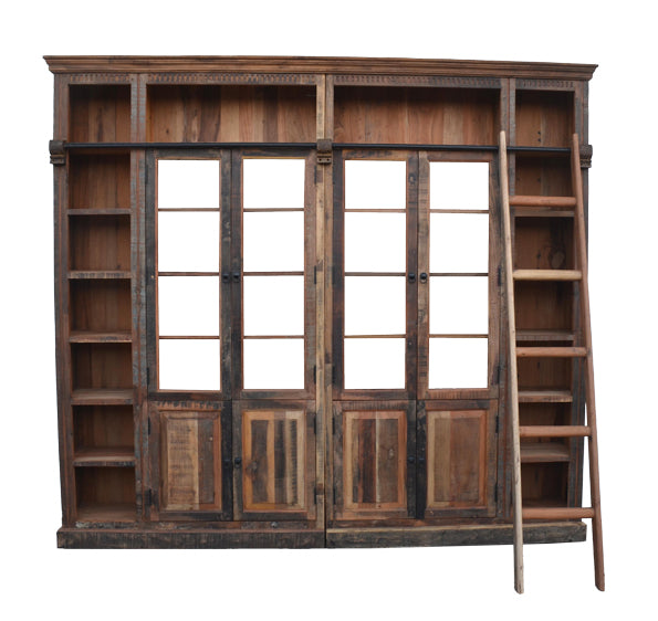 Library Librardy Inart antique brown solid mango wood 247x35x220cm